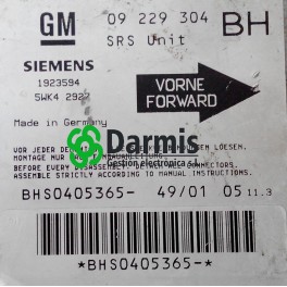 CENTRALITA DE AIRBAG, OPEL ASTRA G, 5WK4 2927, 5WK42927, 1923594, 09 229 304 BH, 09229304BH, BHS0405365